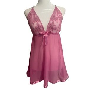 Elegant Pink Lace Babydoll
